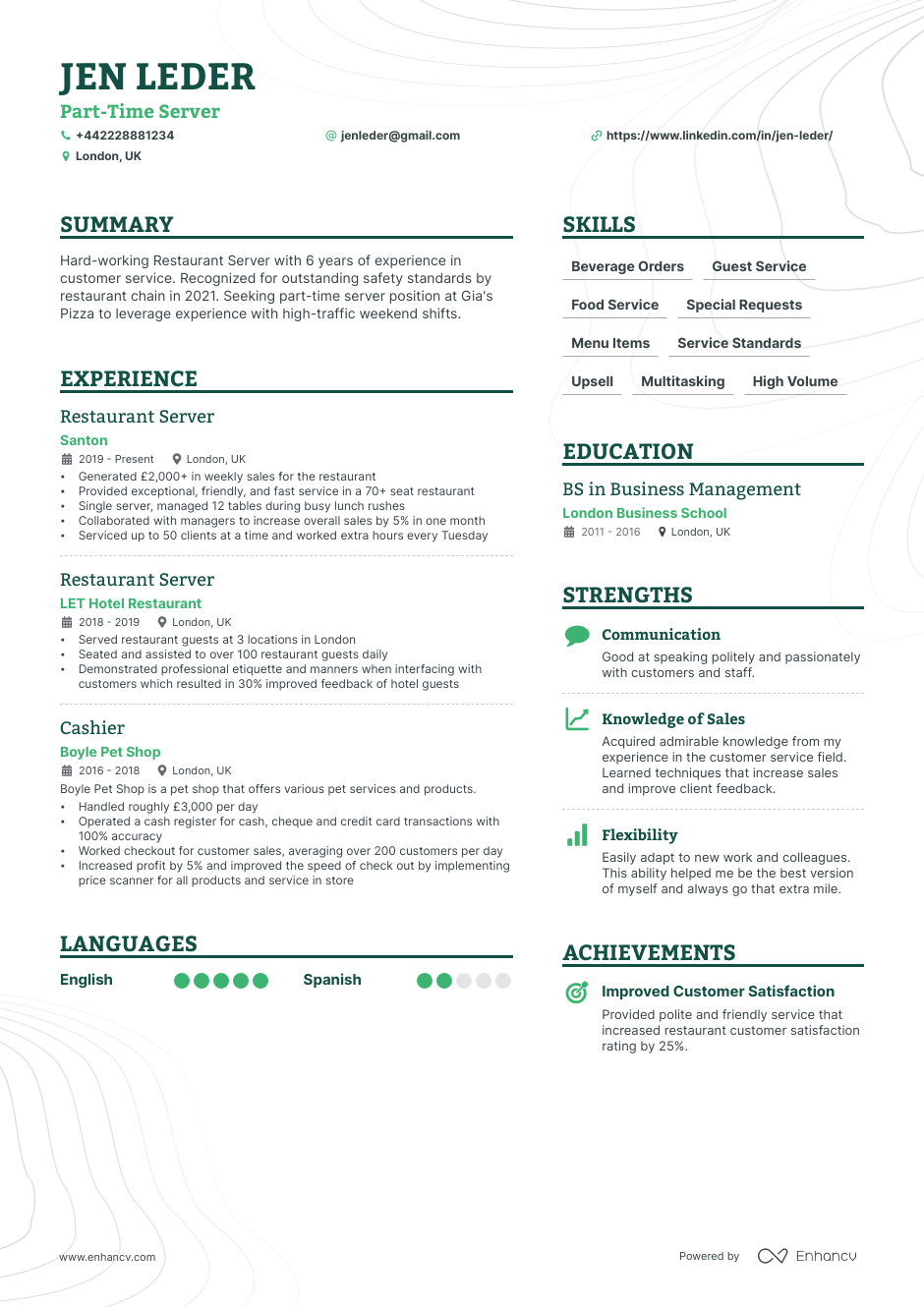 part time jobs resume uk