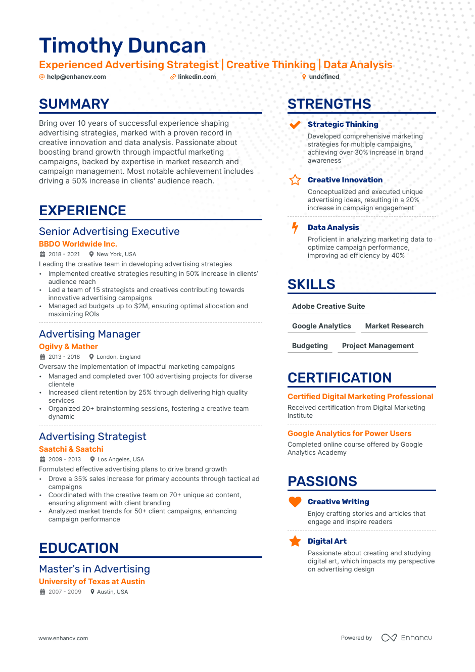 5 Advertising Agency Resume Examples & Guide for 2023