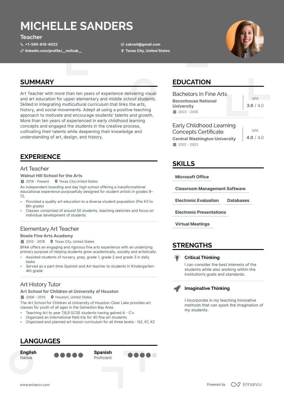 5 Art Teacher Resume Examples Guide For 2023