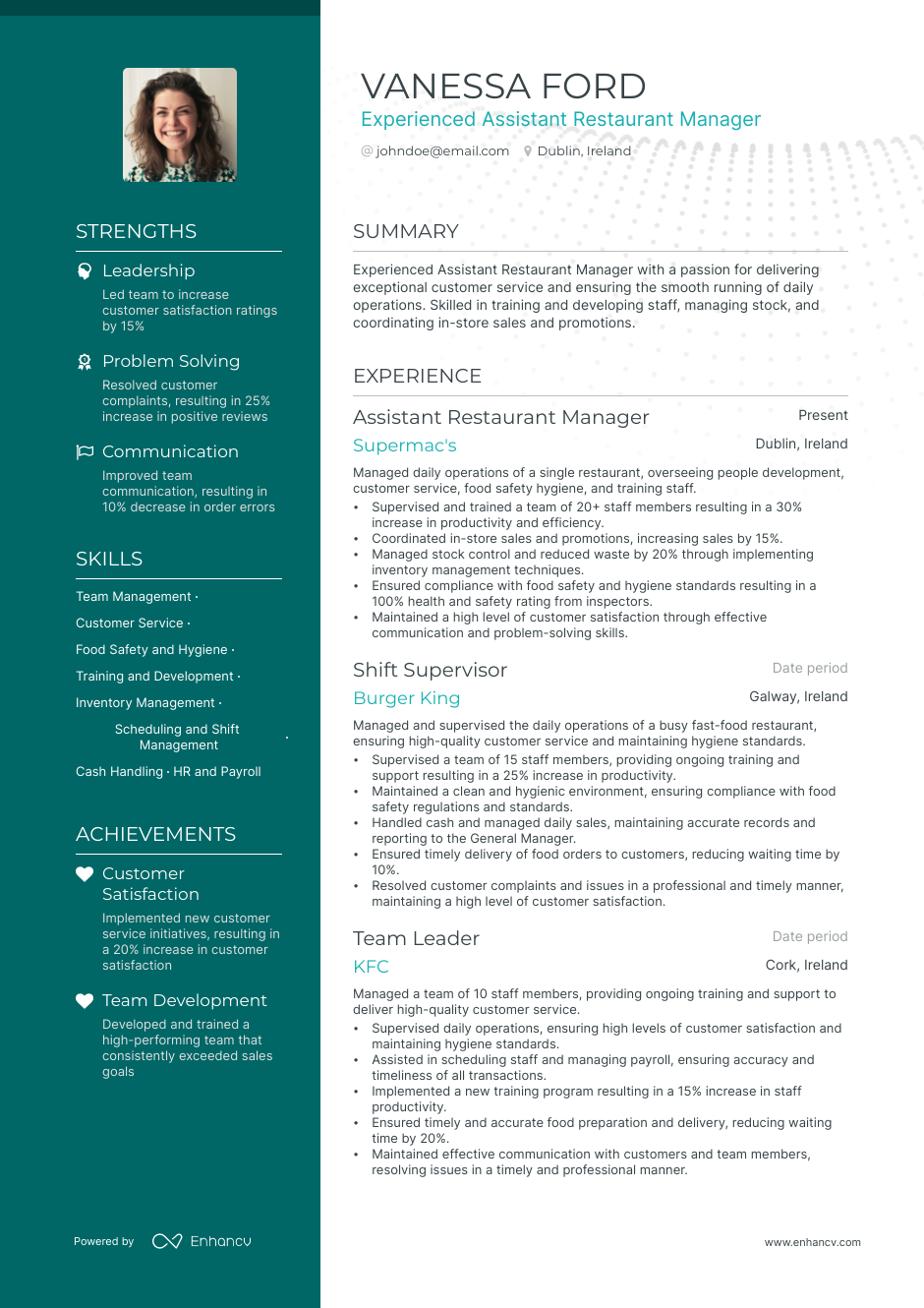 Restaurant Assistant Manager