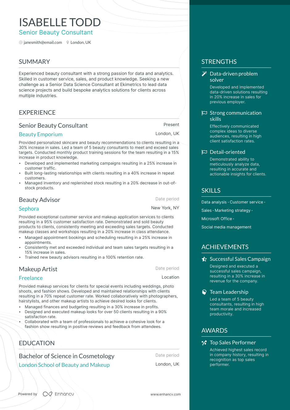 5 Beauty Consultant Resume Examples