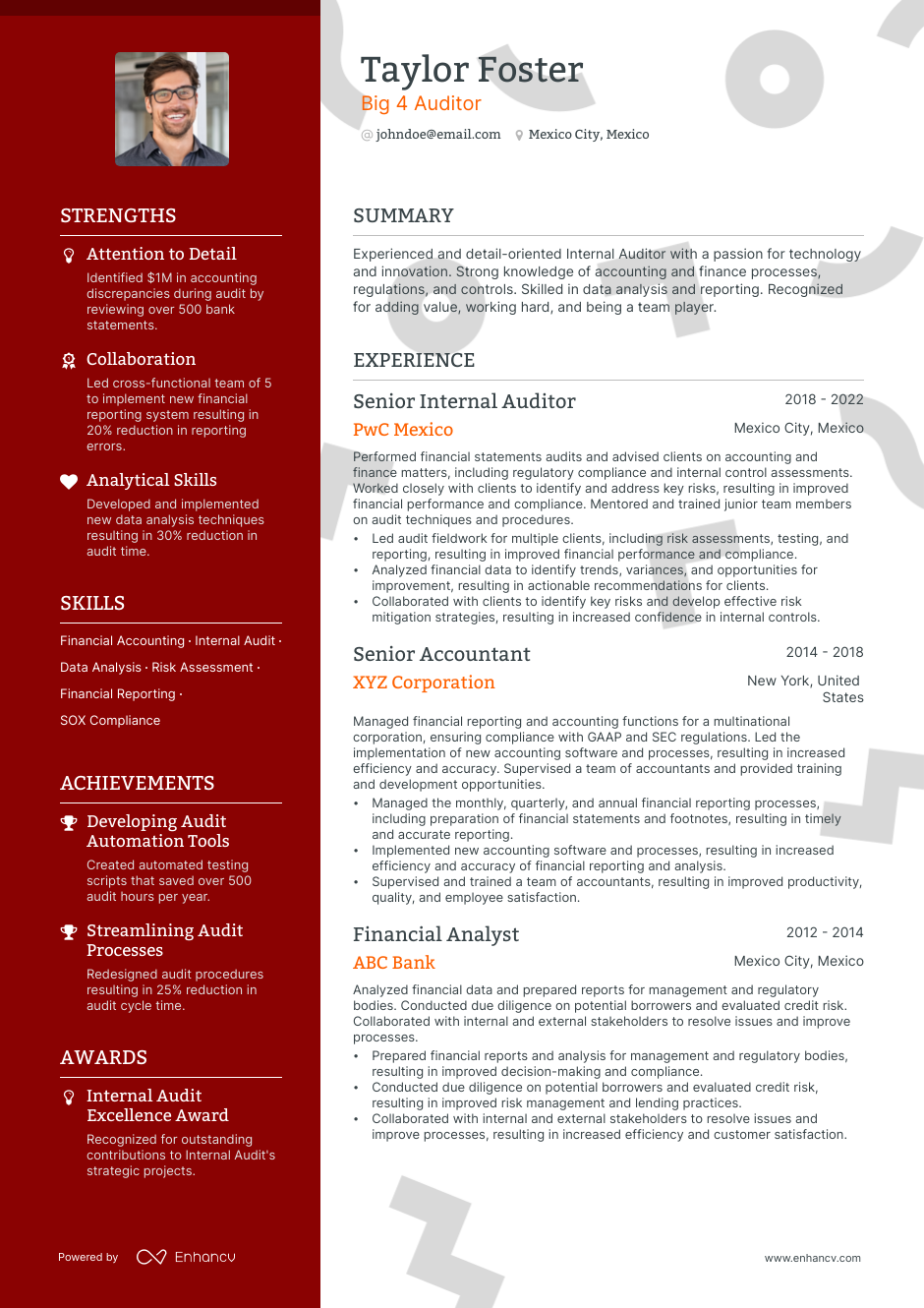 Big 4 Audit Senior Resume Example Resume Gallery Vrogue co