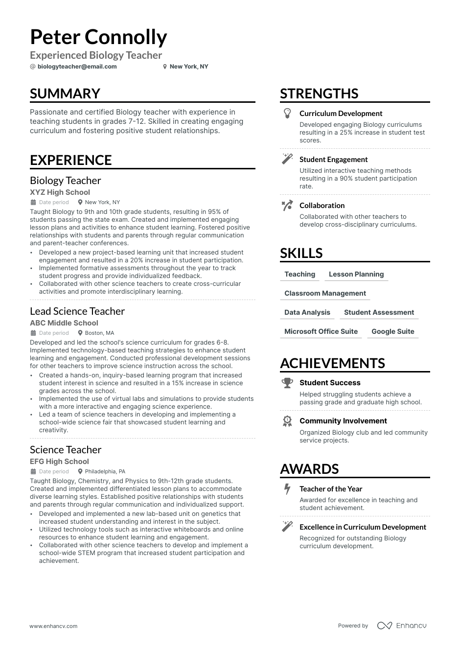 Biotechnology Resumes Example