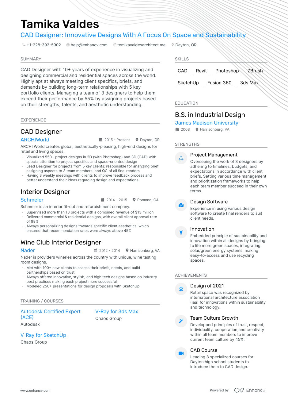 5 Cad Designer Resume Examples & Guide for 2023