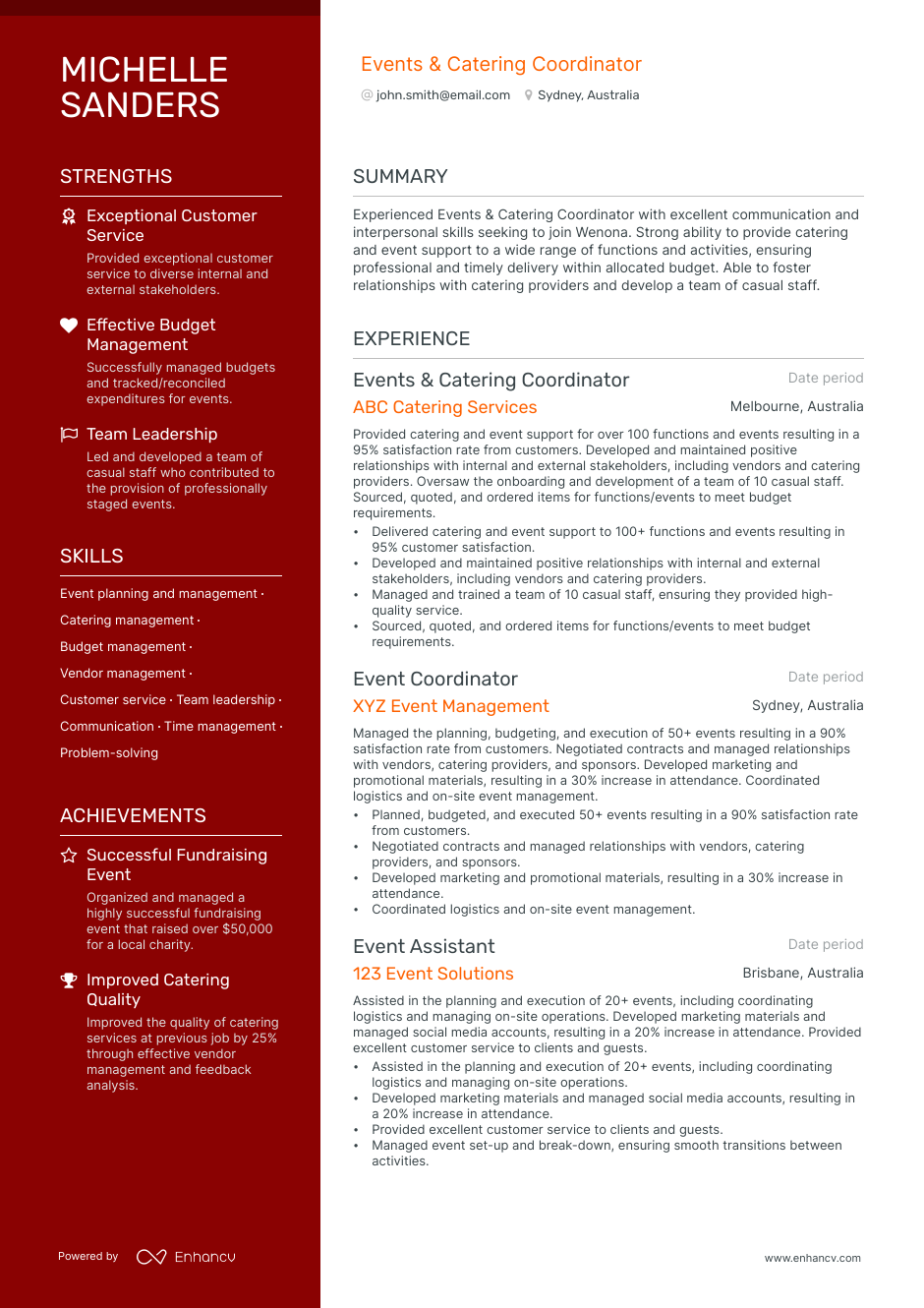 5 Catering Resume Examples & Guide for 2023