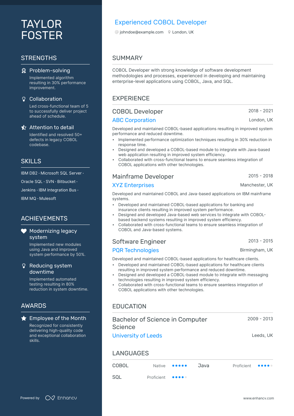 5 Cobol Developer Resume Examples & Guide for 2023