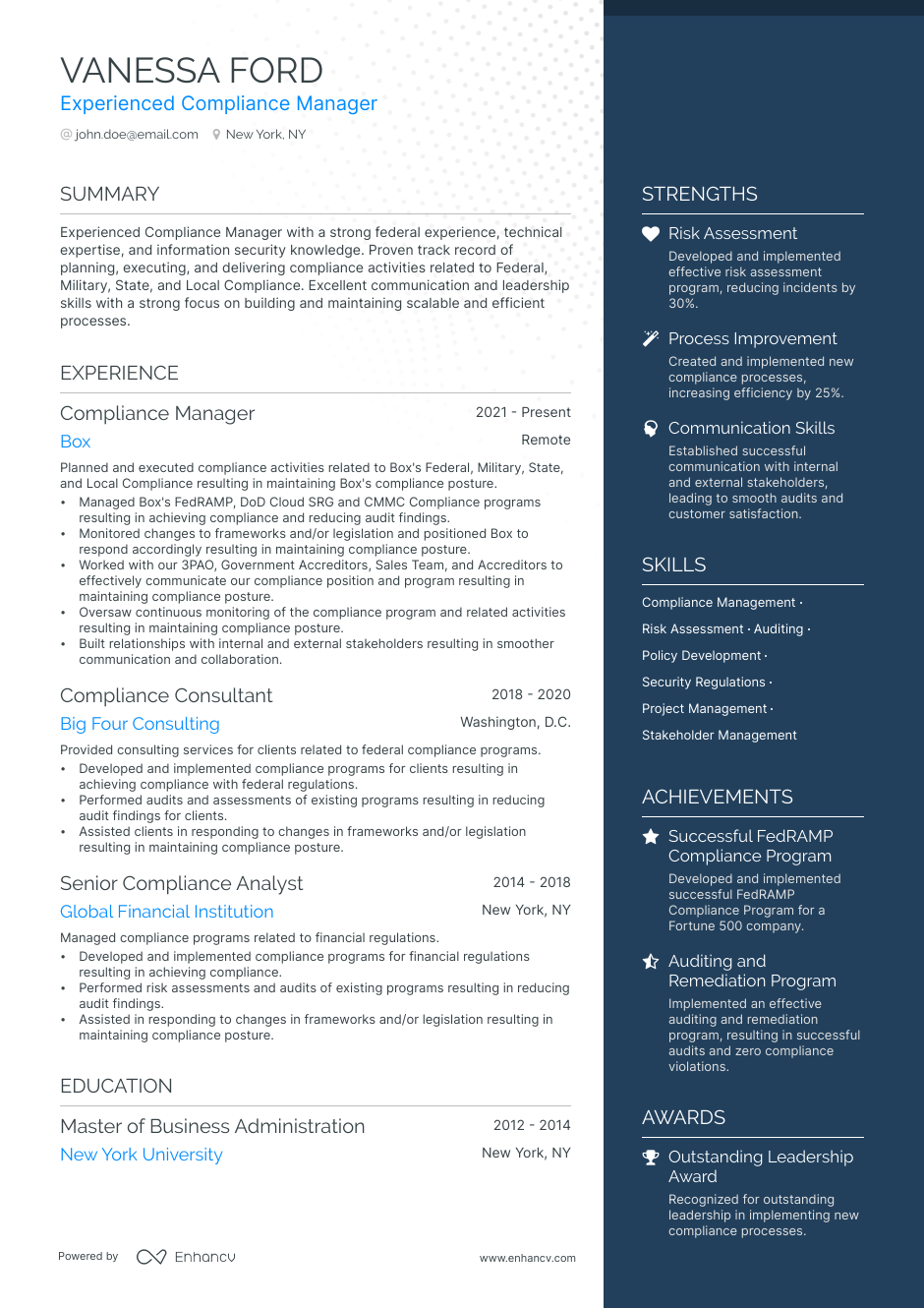 3 Compliance Manager Resume Examples Guide For 2023