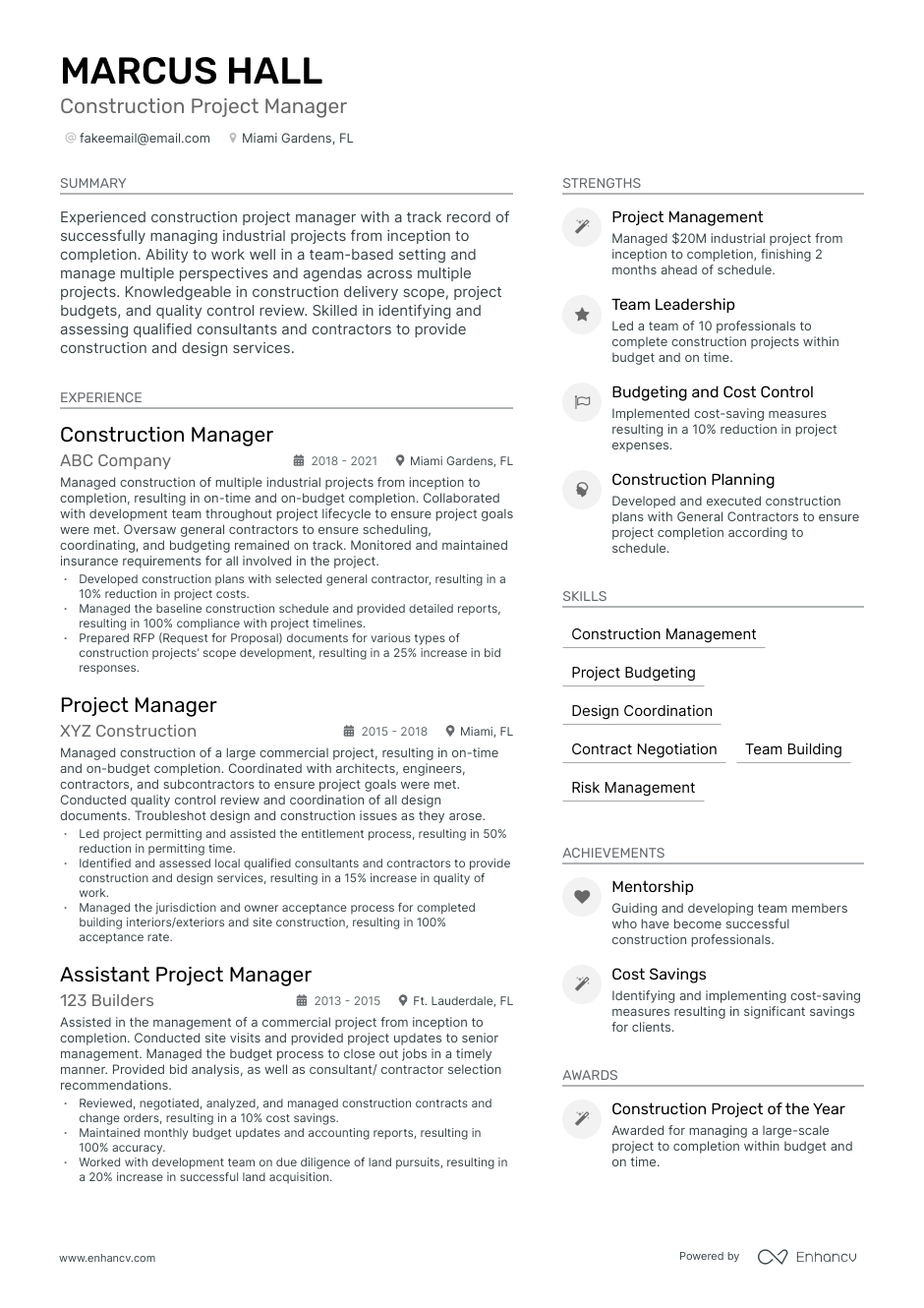 9 Construction Project Manager Resume Examples Guide for 2024