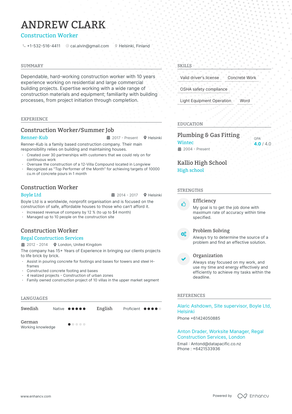 12 Construction Worker Resume Examples & Guide for 2023