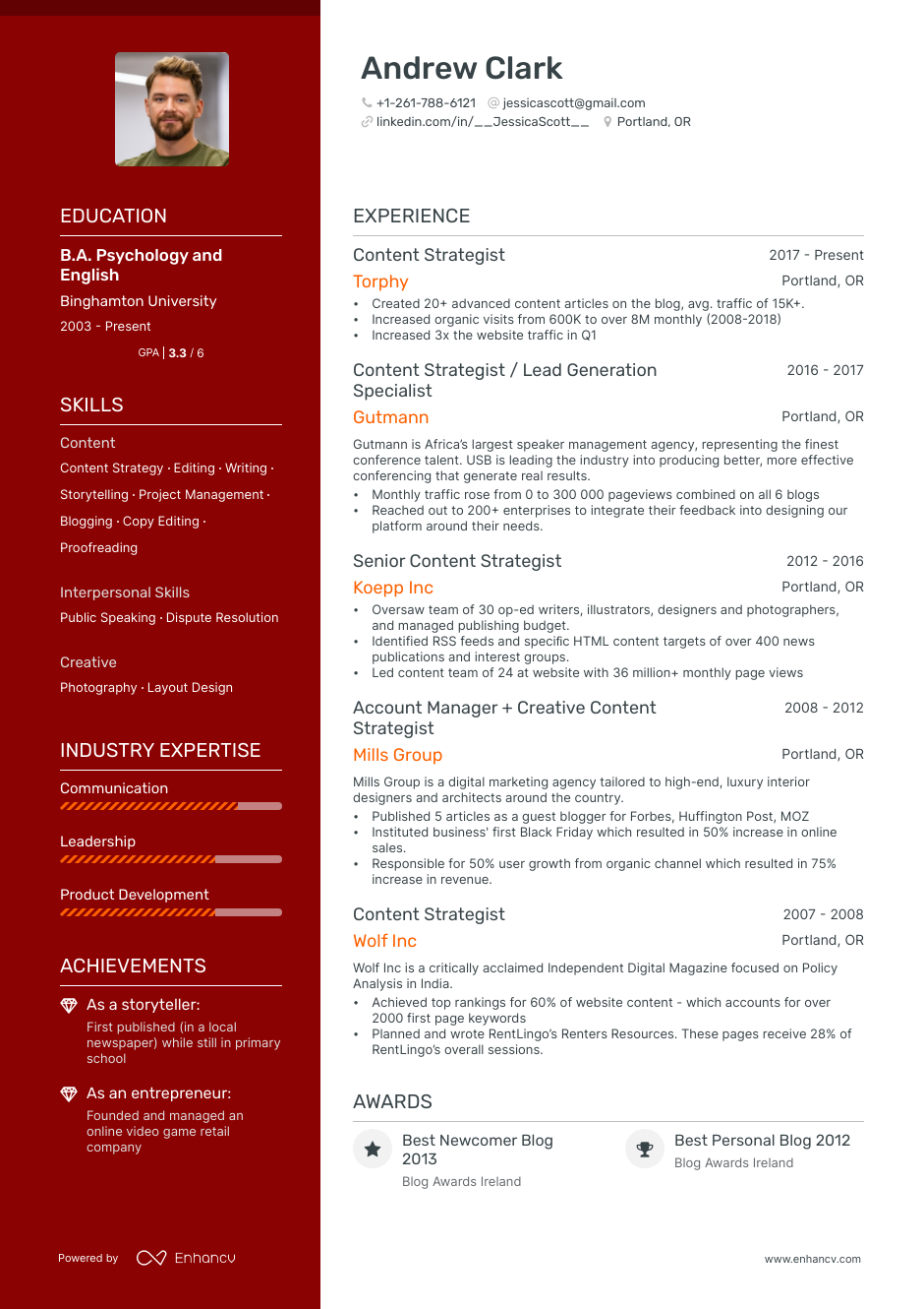 5 Content Strategist Resume Examples & Guide for 2023