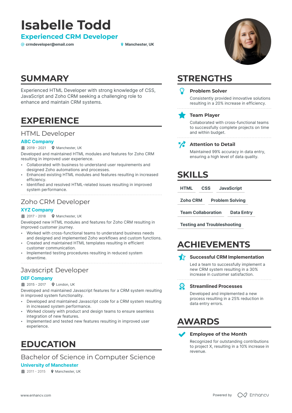 CRM Developer Resume Examples & Guide for 2023 (Layout, Skills, Keywords &  Job Description)