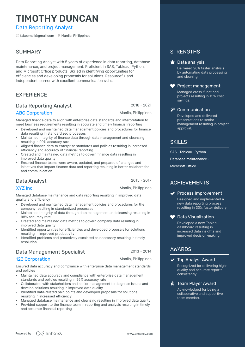 5 Data Reporting Analyst Resume Examples & Guide for 2023