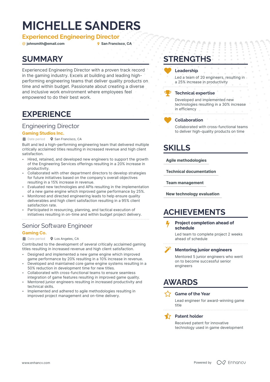 Director of Engineering resume example
