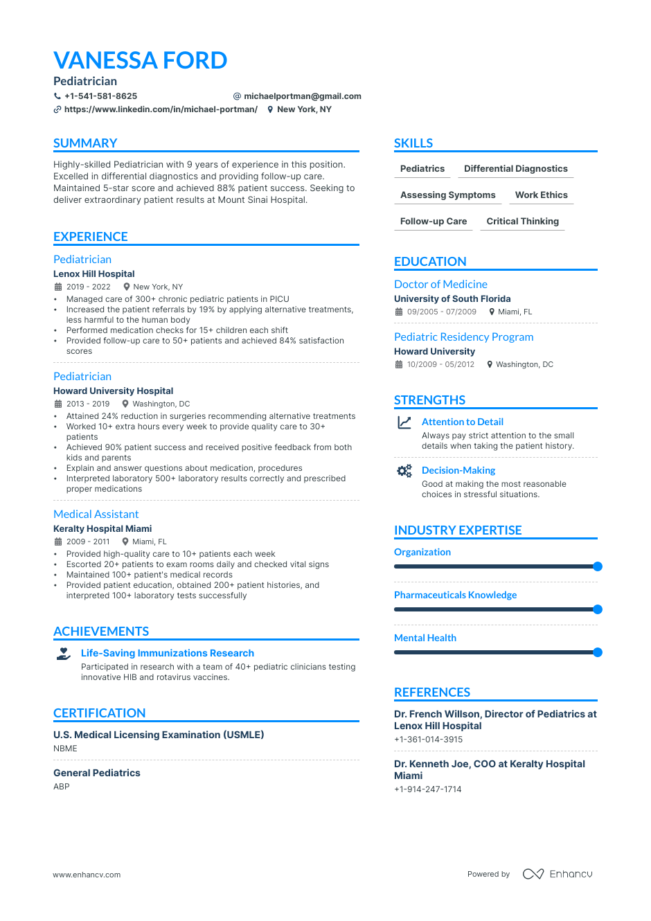 doctor resume examples Medical doctor resume example