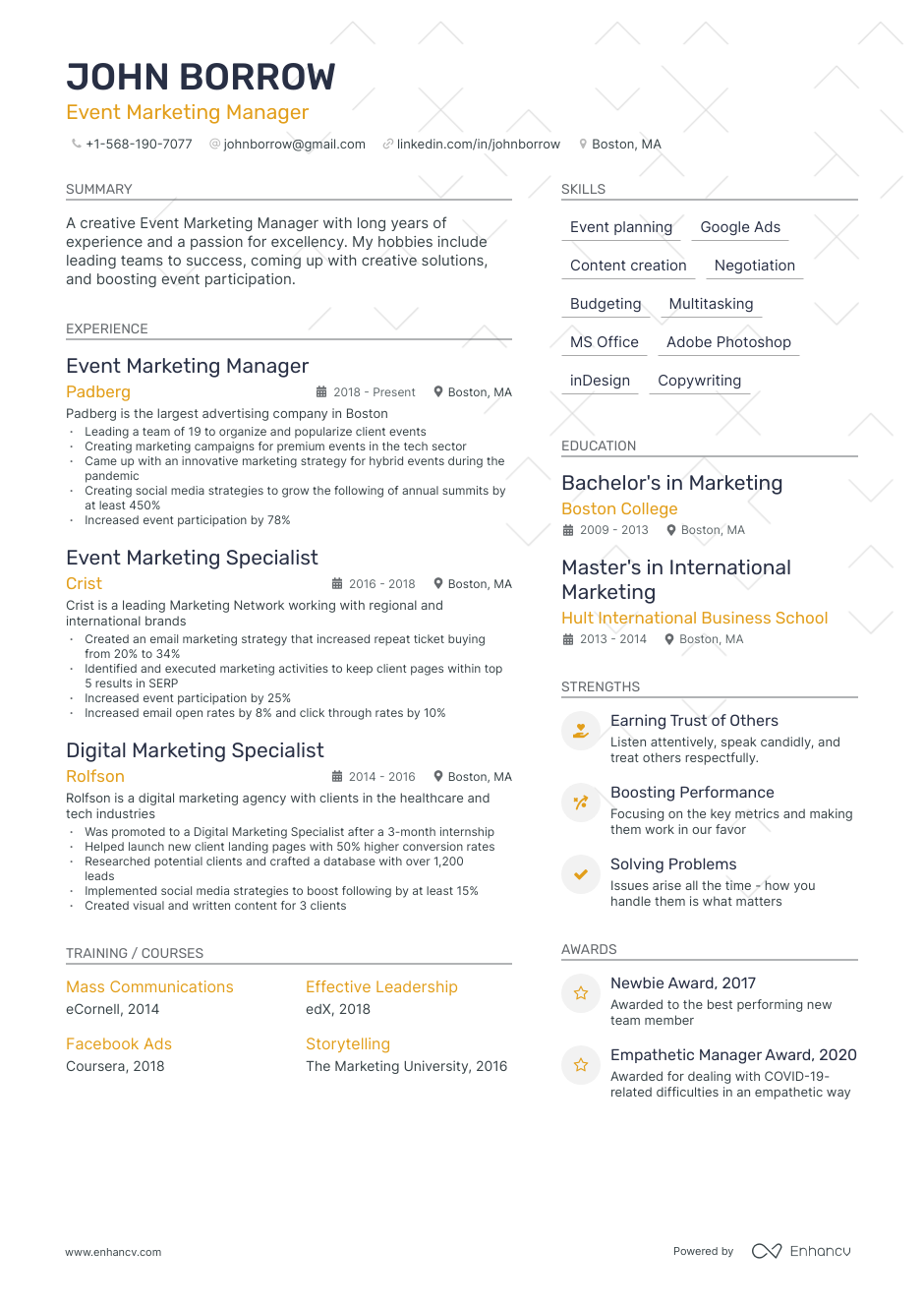 5 Event Marketing Resume Examples & Guide for 2023