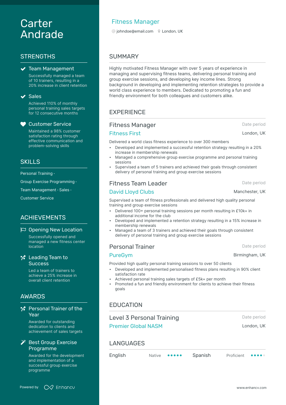 4 Fitness Manager Resume Examples & Guide for 2024