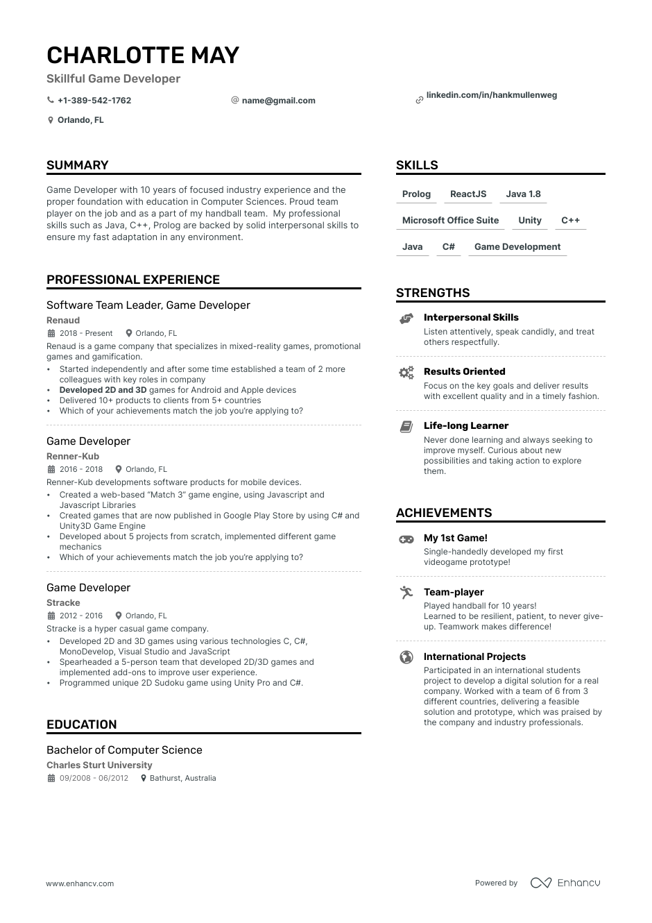 Game Developer job description template