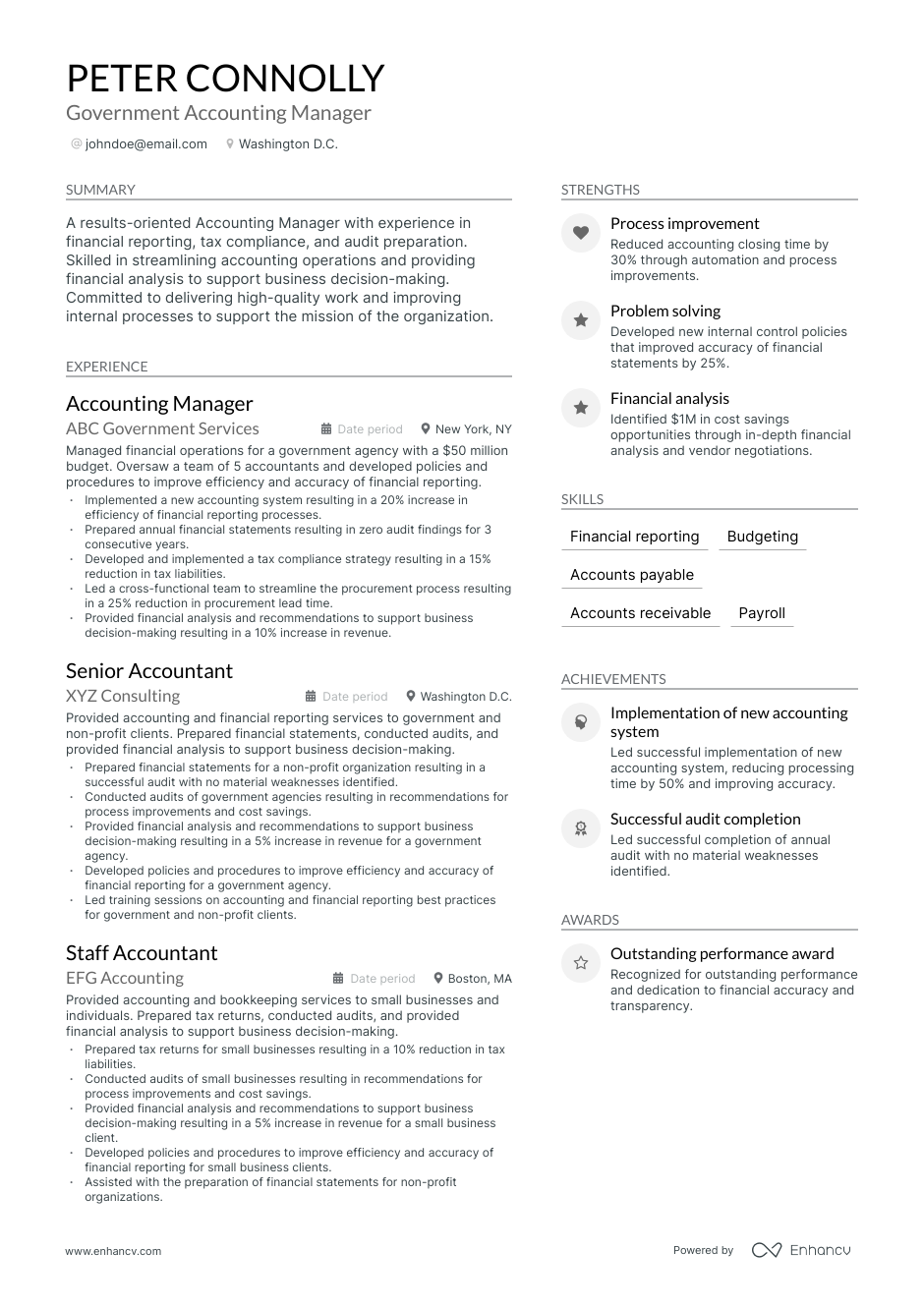 Manager Accountant Resume Sample