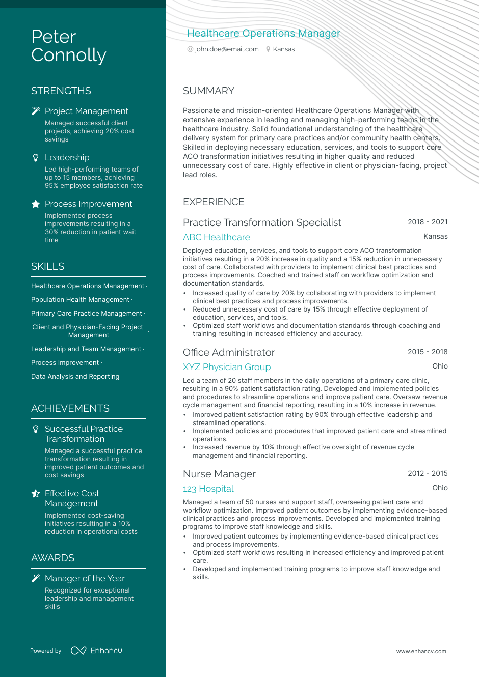 5 Healthcare Operations Manager Resume Examples Guide For 2023