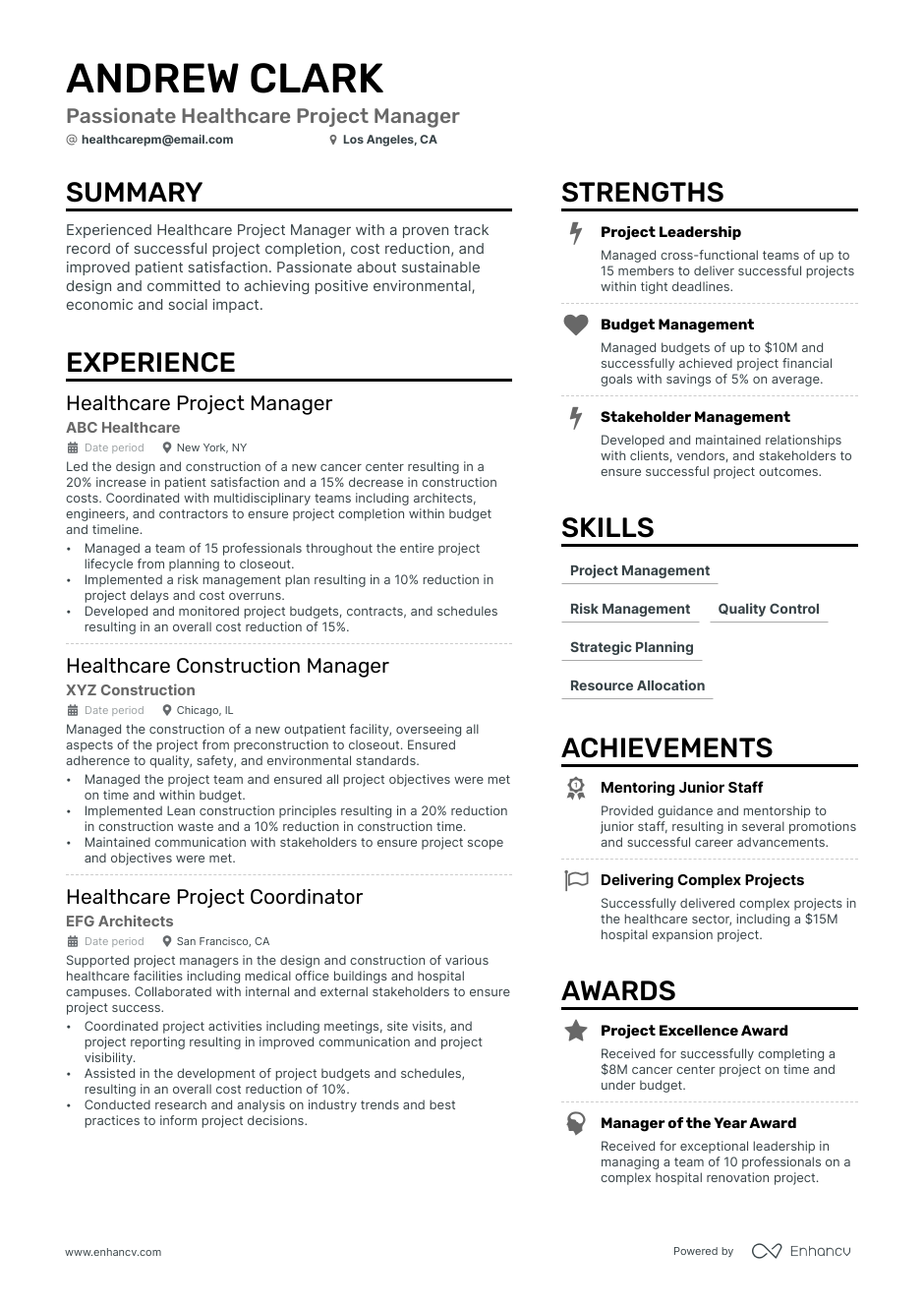 Healthcare Project Manager Resume Example Writing Guide Cvbl