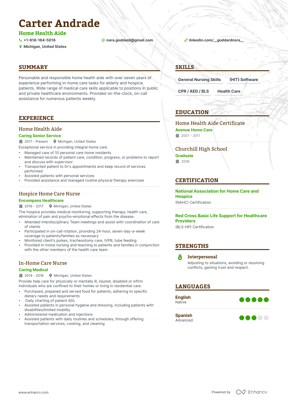 Job Description For Home Health Aide Resume