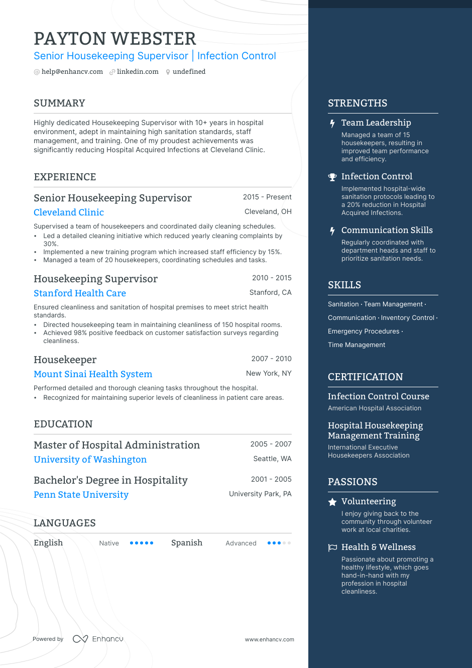 sample resume for hospital housekeeping job