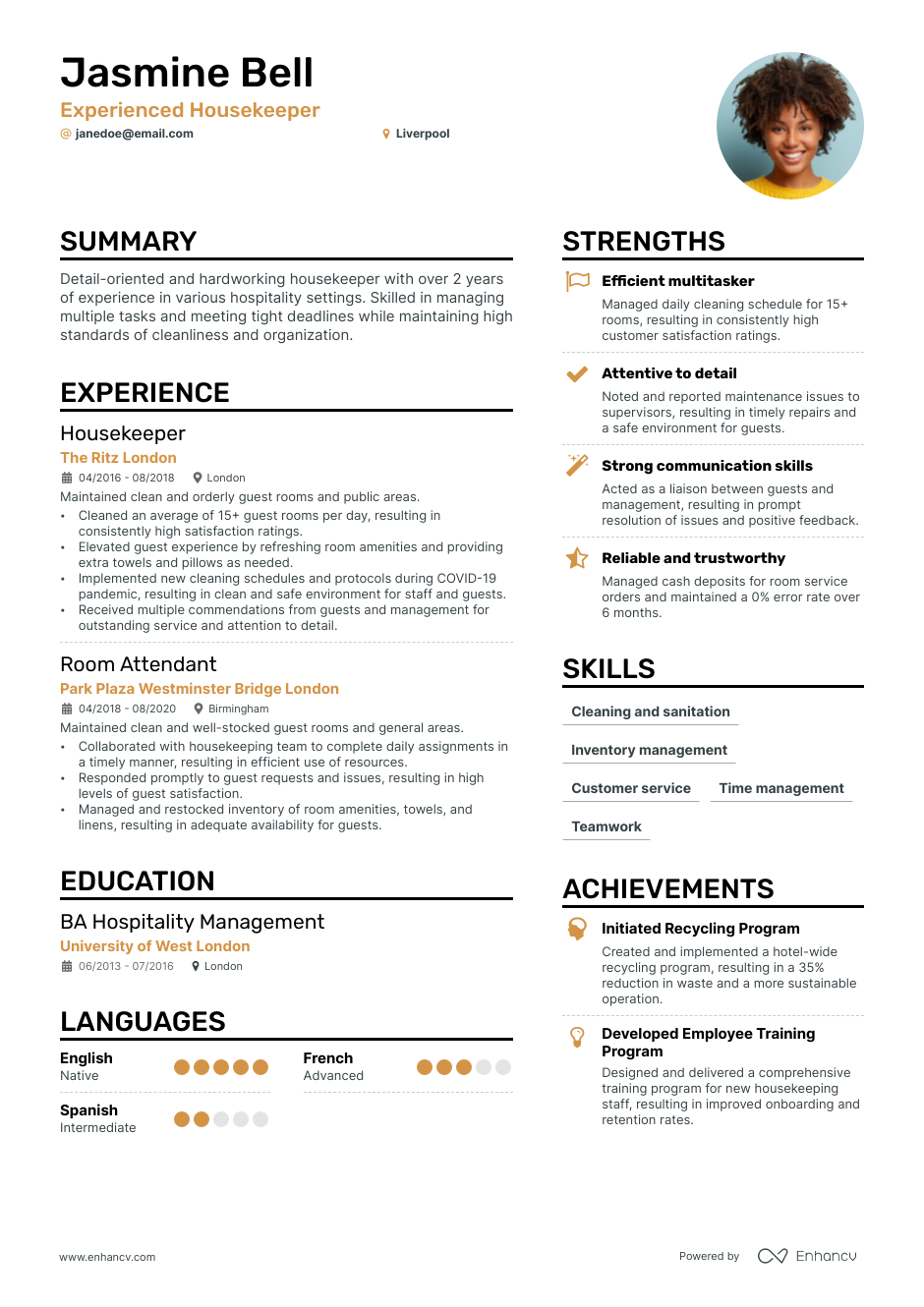 3 Housekeeper CV Examples For 2023