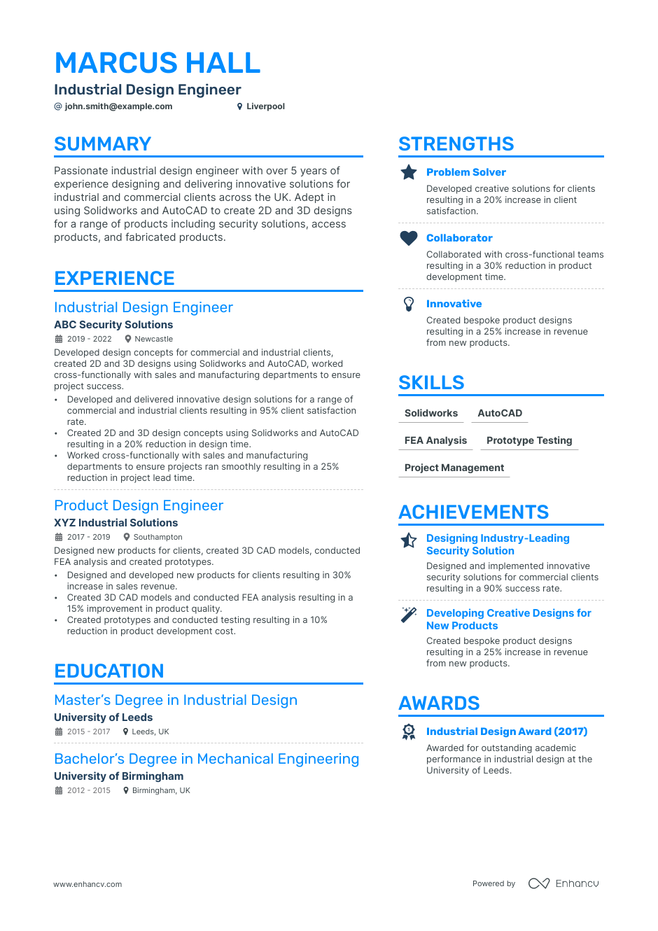 3 Industrial Design CV Examples for 2023