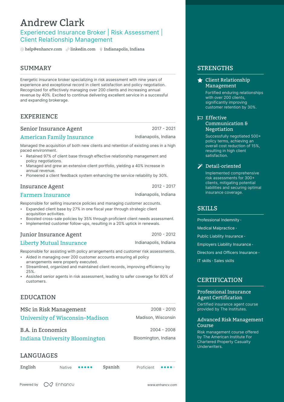 5 Insurance Broker Resume Examples & Guide for 2023