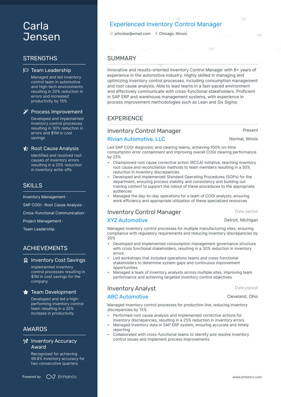 5 Inventory Control Manager Resume Examples & Guide for 2023