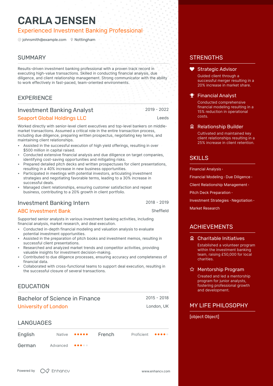 3 Investment Banking CV Examples For 2023 3 Investment Banking CV Examples For 2023