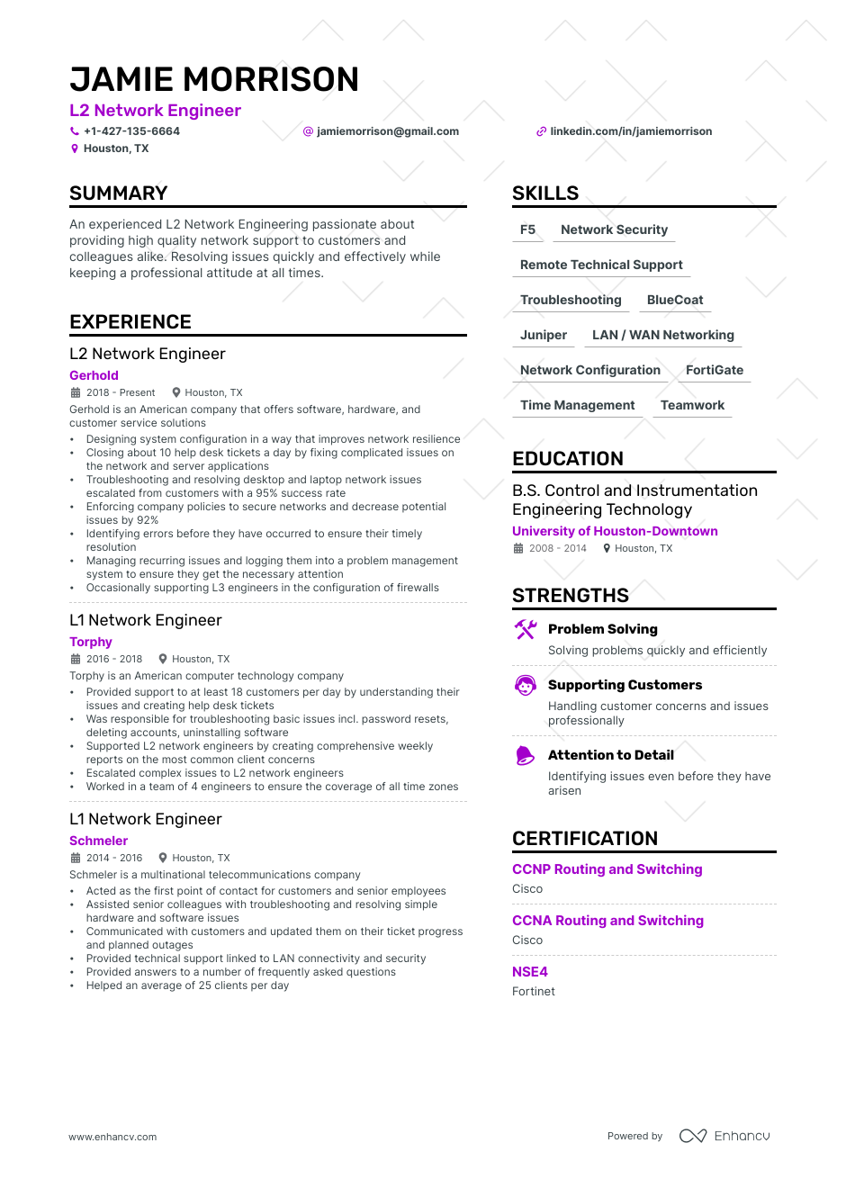 5 L2 Network Engineer Resume Examples & Guide for 2023