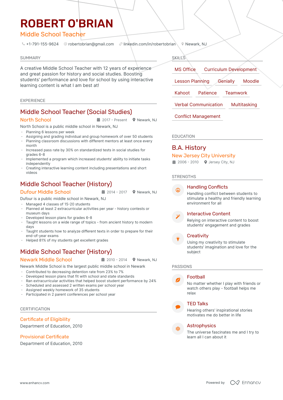 5 Middle School Teacher Resume Examples & Guide for 2023