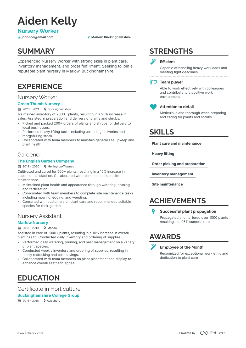 5 Nursery Worker Resume Examples & Guide for 2023