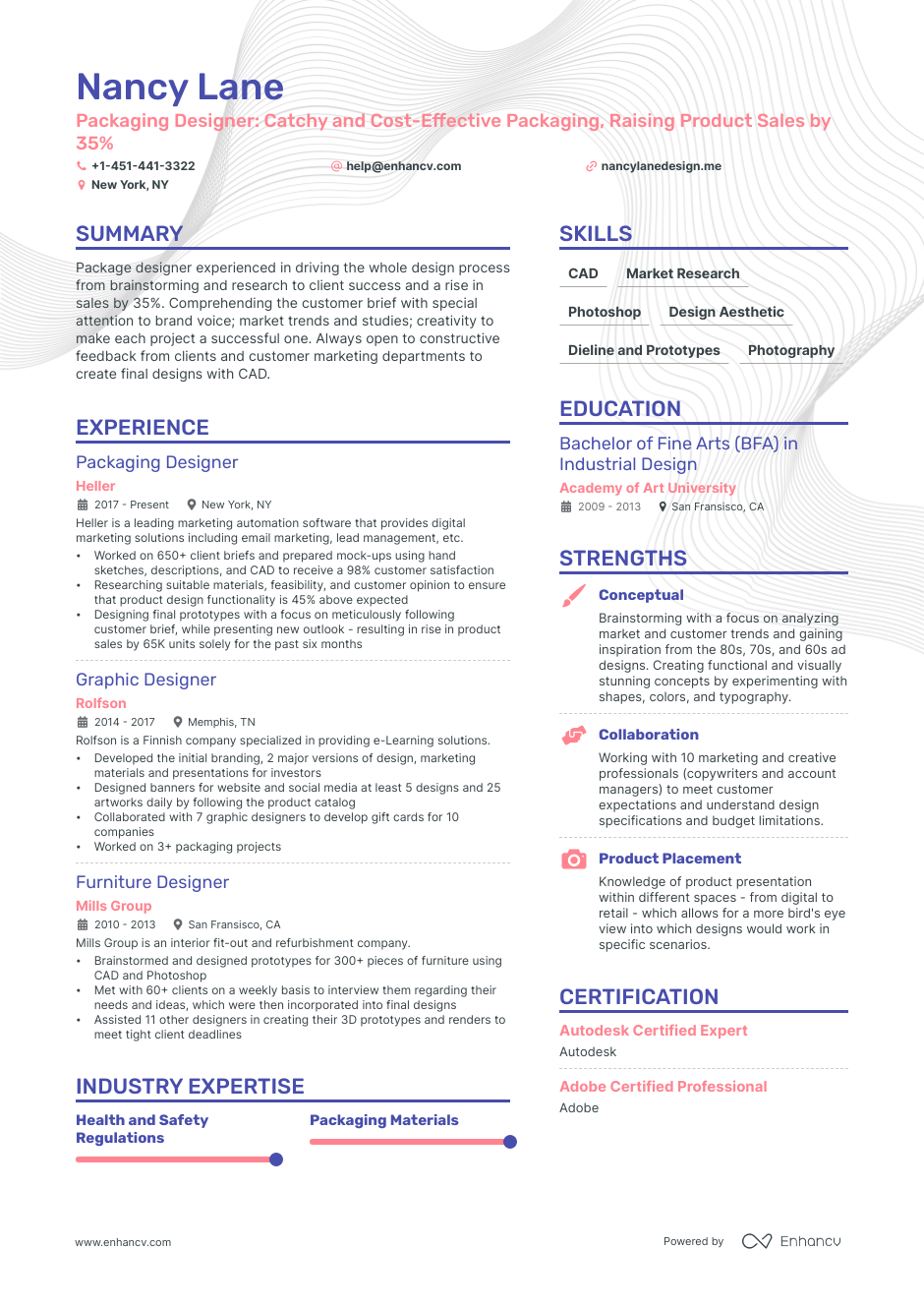 Packaging Designer resume example