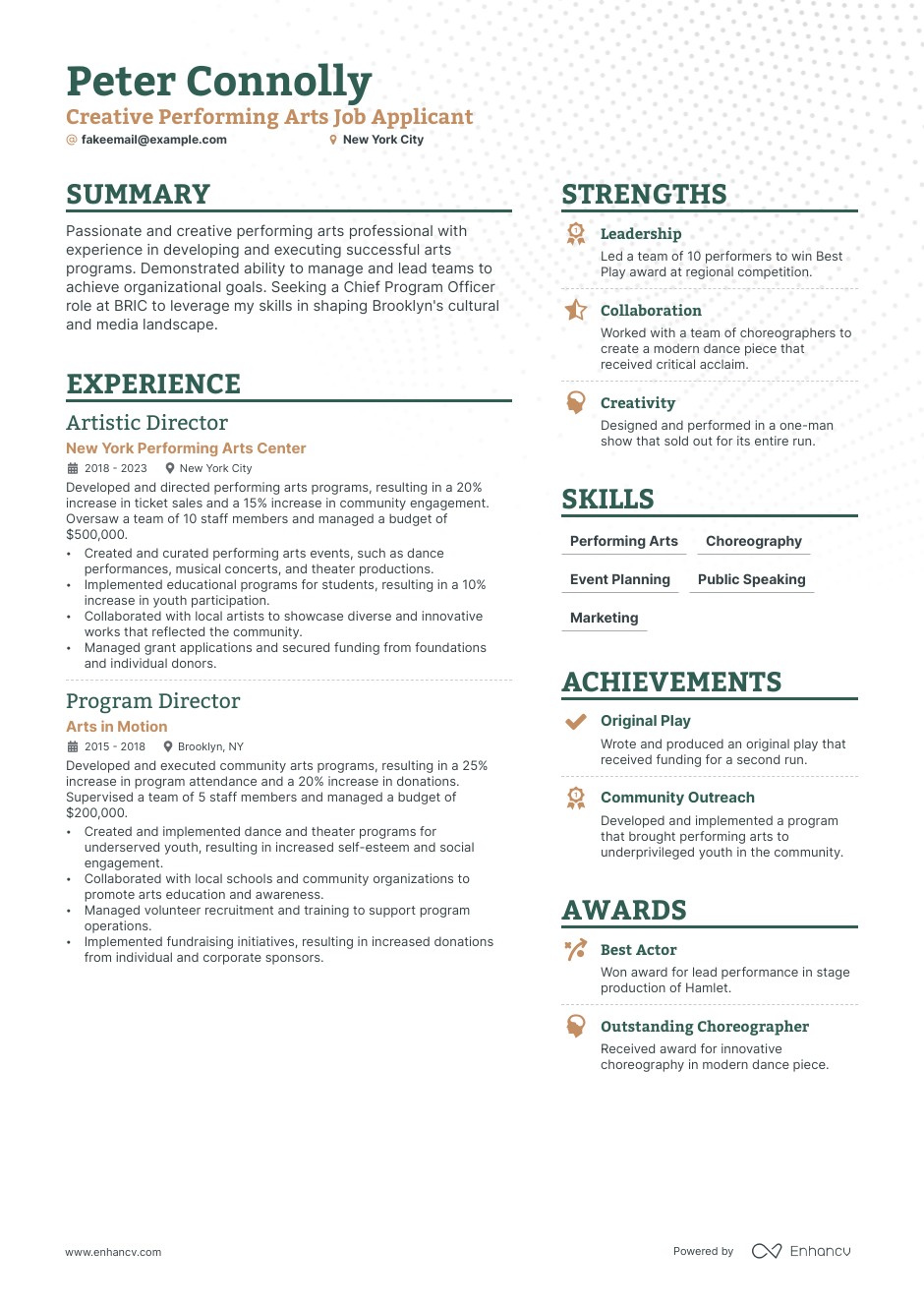 Performing Arts Resume Template at netchanablog Blog