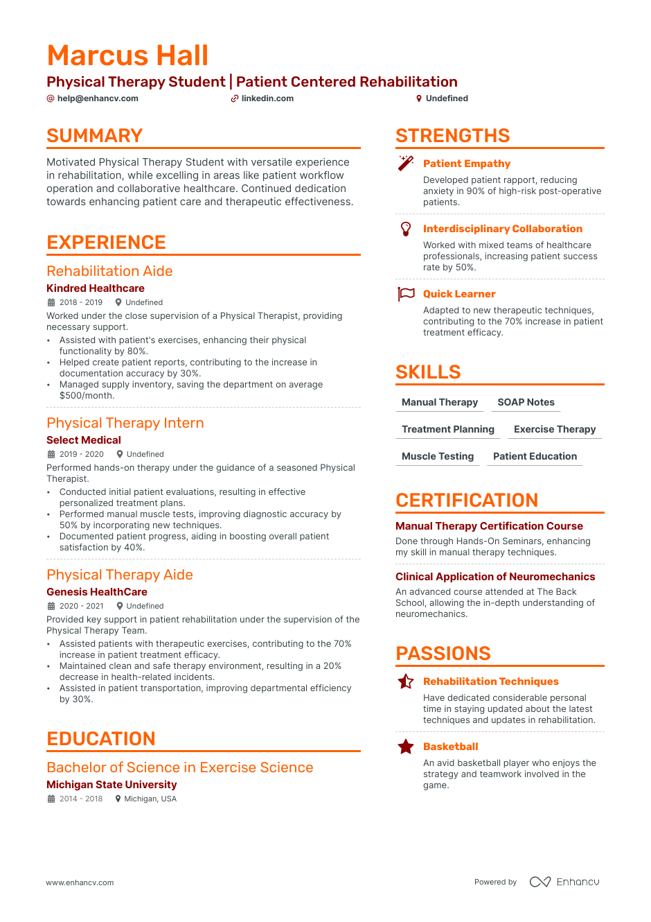 5 Physical Therapy Student Resume Examples & Guide for 2024