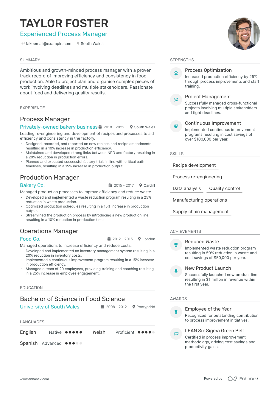 process manager resume example