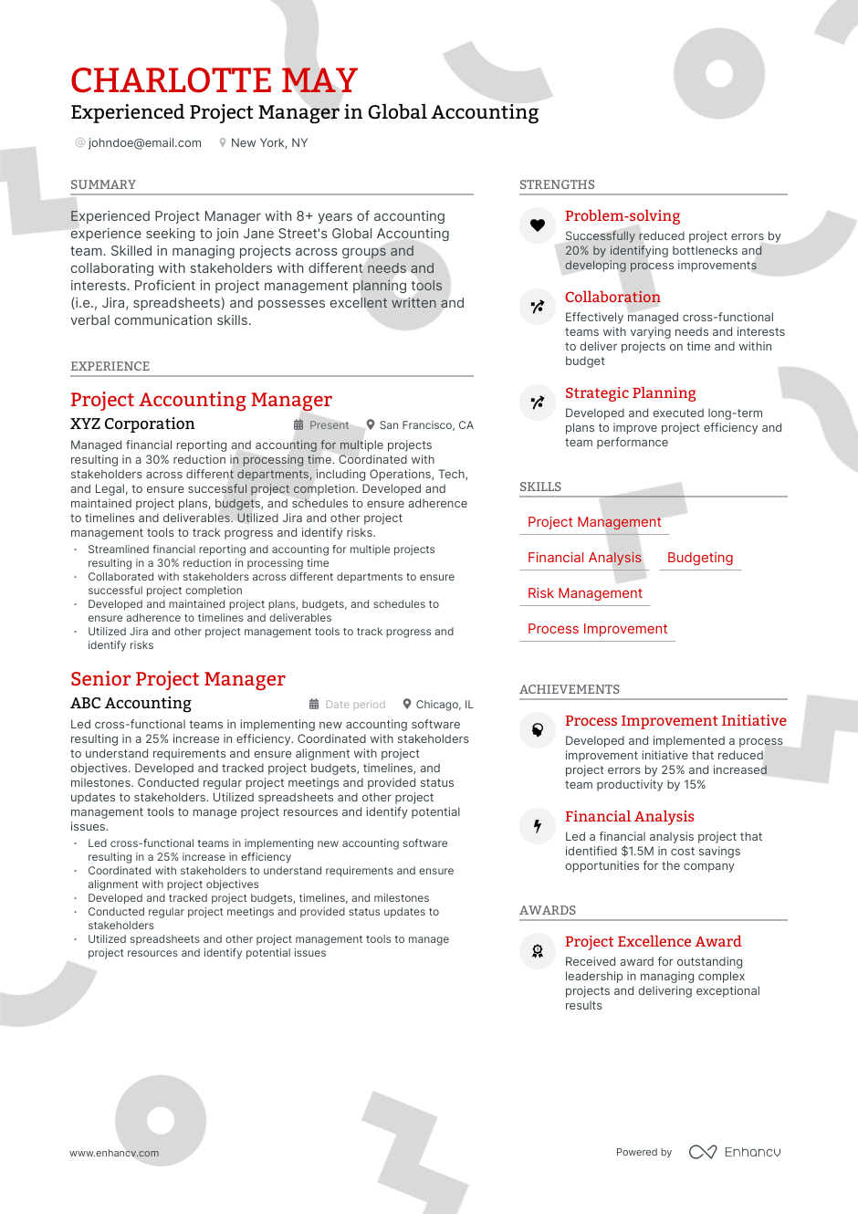 project accounting on resume