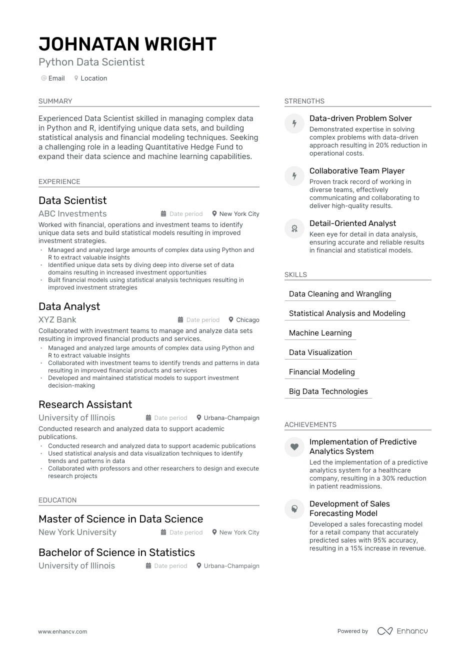 5 Python Data Scientist Resume Examples & Guide for 2023