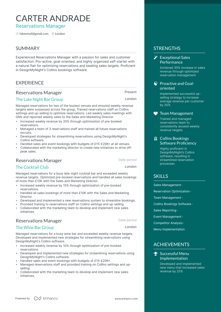 5 Reservations Manager Resume Examples & Guide for 2023