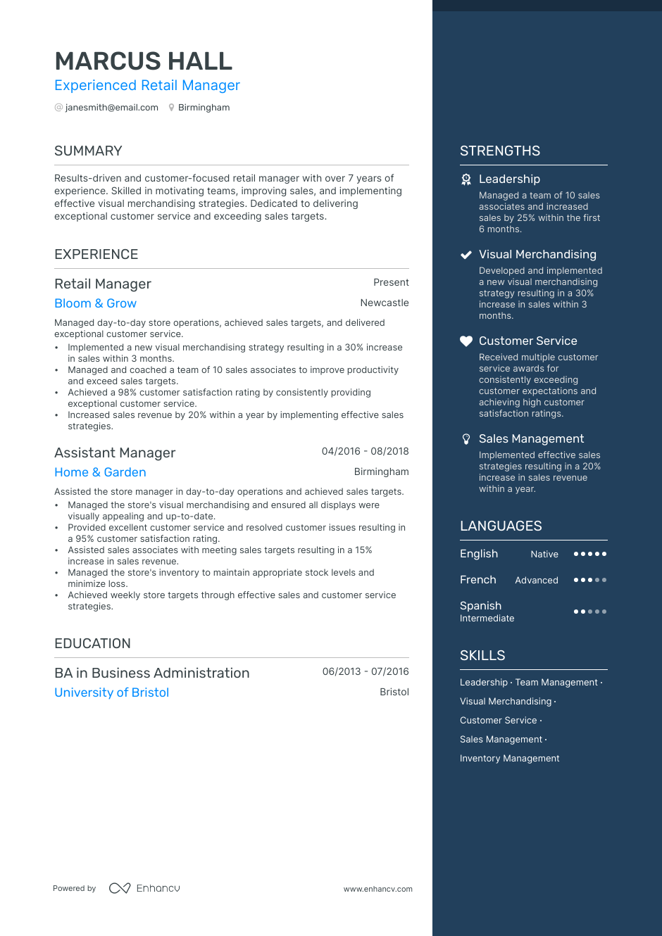 2 Retail Manager CV Examples for 2023