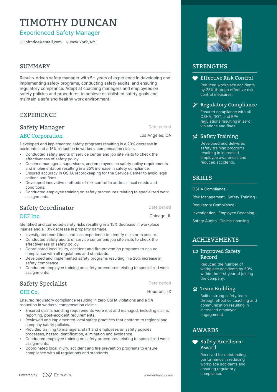 5 Safety Manager Resume Examples & Guide for 2023