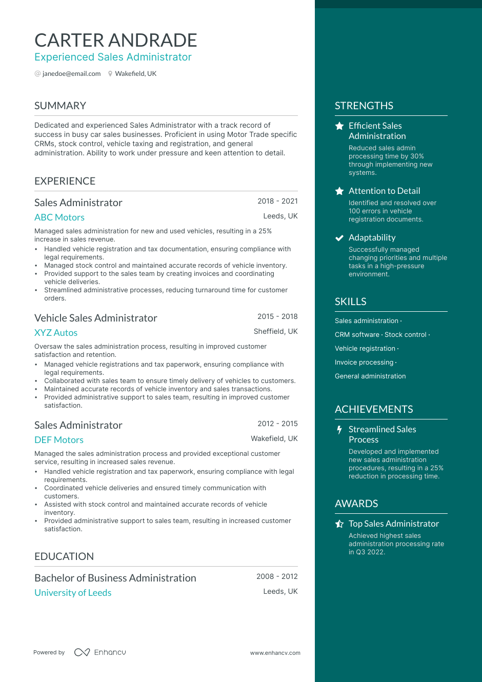 5 Sales Administrator Resume Examples & Guide for 2023