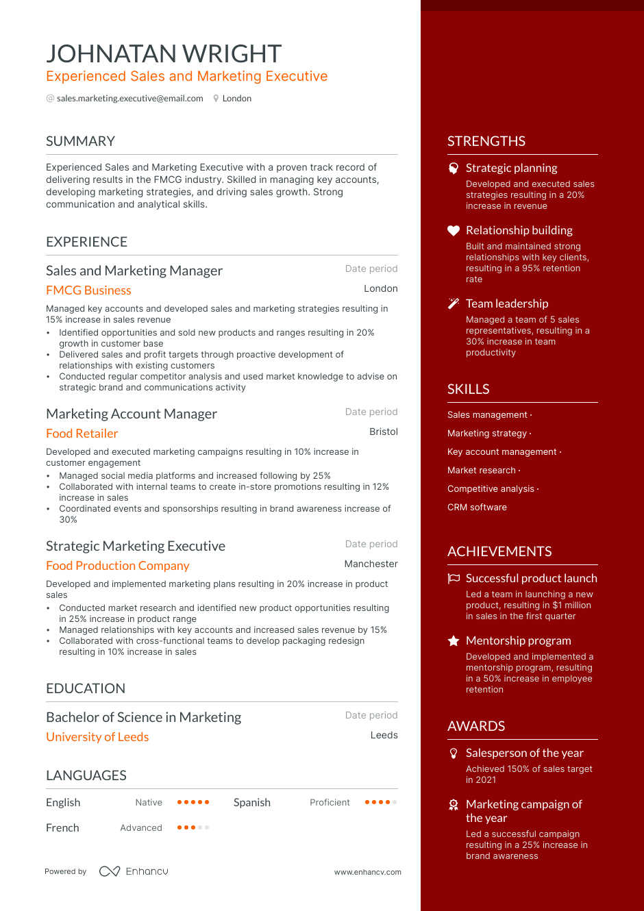 5 Sales And Marketing Executive Resume Examples & Guide for 2023