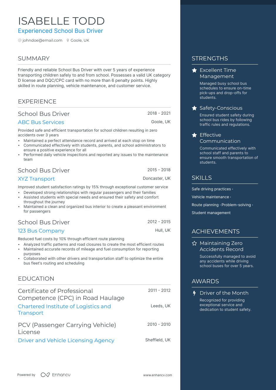 5 School Bus Driver Resume Examples & Guide for 2023