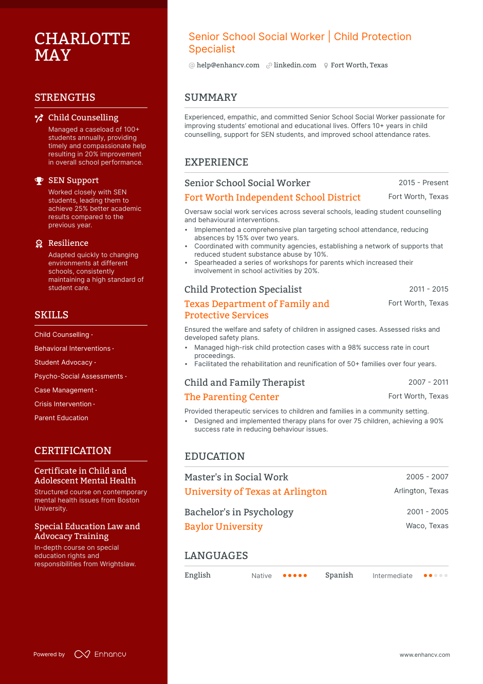 5 School Social Worker Resume Examples Guide For 2023   School Social Worker Resume 