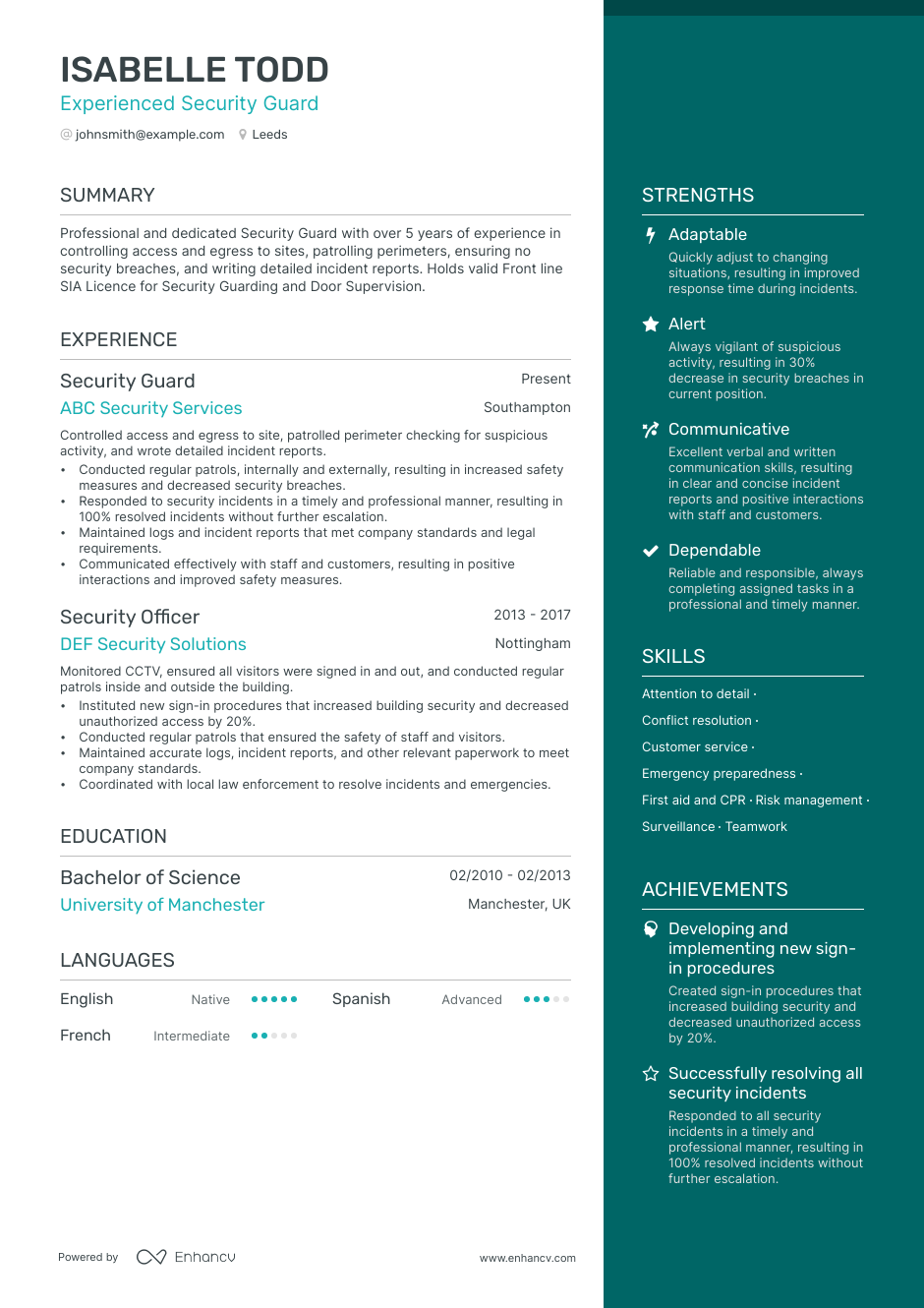 3 Security Guard CV Examples for 2023