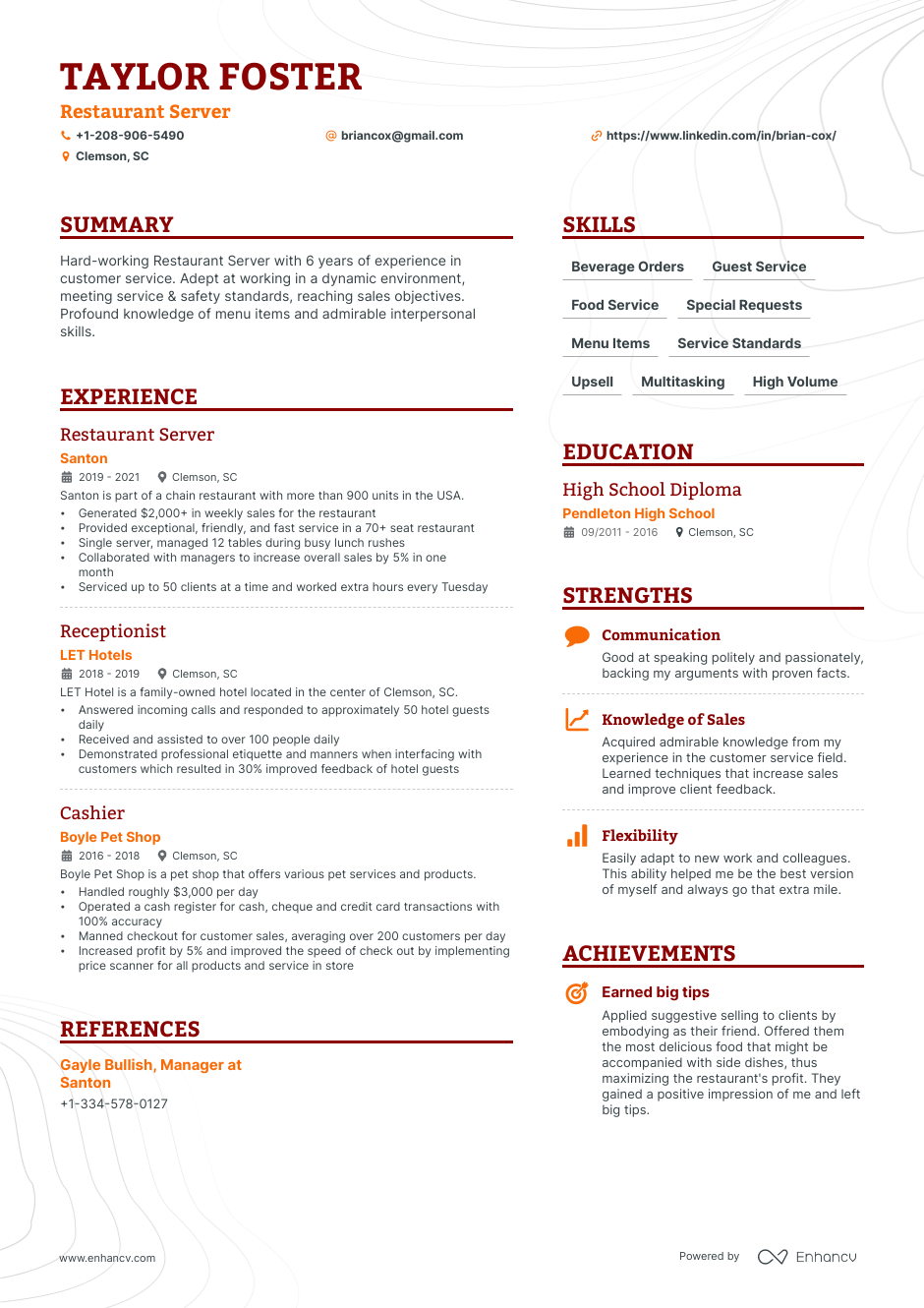 11 Server Resume Examples & Guide For 2023