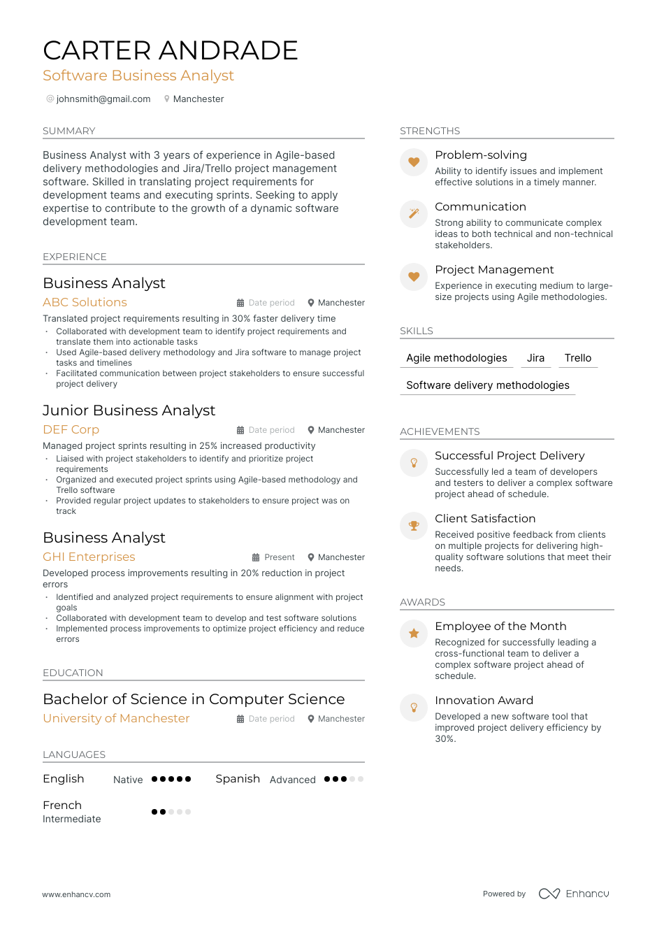 5 Software Business Analyst Resume Examples & Guide for 2023